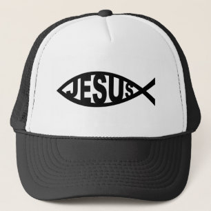 Jesus-Fisch-Religiensymbol christlicher Kirchentex Truckerkappe