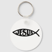 Jesus Fisch (Schlüsselanhänger schwarz) Schlüsselanhänger (Vorderseite)