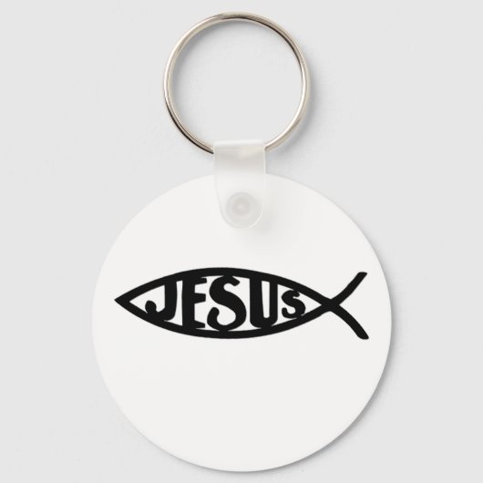 Jesus Fisch (Schlüsselanhänger schwarz) Schlüsselanhänger (Vorderseite)
