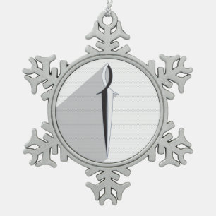 Jesus-Fisch-Schwert und Schatten Schneeflocken Zinn-Ornament