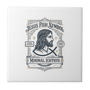 Jesus-Fisch-Symbol Minimal Ichthys Jesus-Fisch Min Fliese
