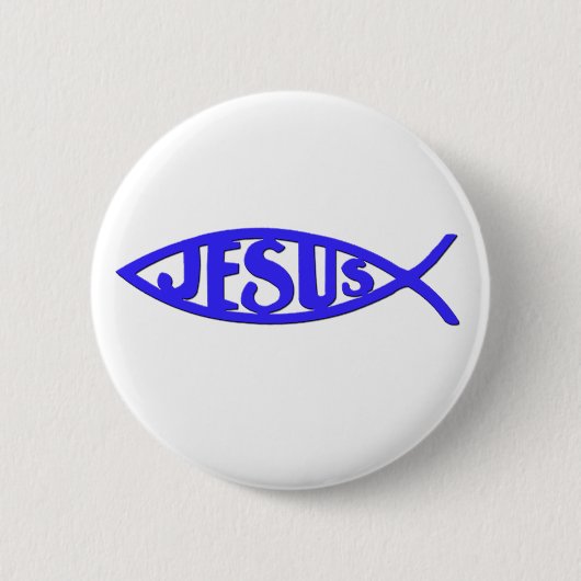 Jesus-Fische (Knopf-Blau) Button (Vorderseite)