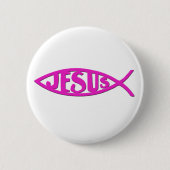 Jesus-Fische (Knopf-Rosa) Button (Vorderseite)