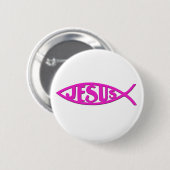 Jesus-Fische (Knopf-Rosa) Button (Vorne & Hinten)
