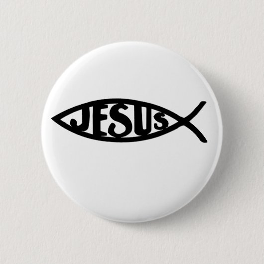 Jesus-Fische (Knopf-Schwarzes) Button (Vorderseite)