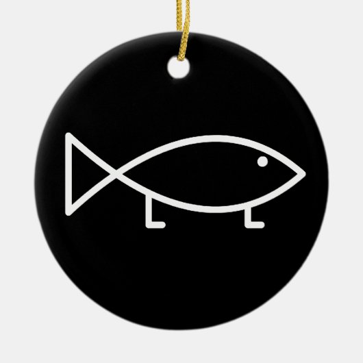 Jesus-Fische mit den Beinen - Verzierung Keramikornament (Vorne)