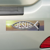 Jesus Fischen mit Sonnenuntergang und Fischer Autoaufkleber (Auf Auto)
