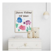 Jesus Fischer farbige Fische Kinderzimmer