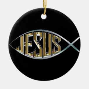 Jesus Fish Cutout Keramikornament