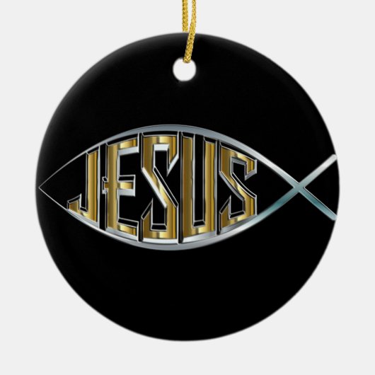 Jesus Fish Cutout Keramikornament (Vorne)