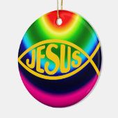 JESUS FISH ICHTHYS CHRIST RAINBOW KERAMIK ORNAMENT (Links)