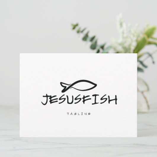 Jesus FISH Logo-Vorlage Einladung (Stehend Vorderseite)