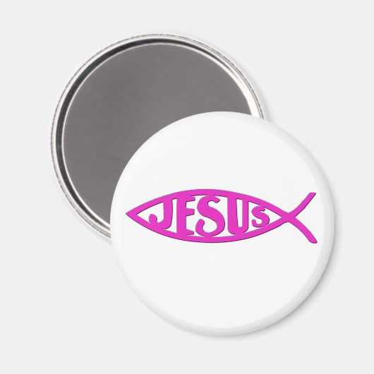 Jesus Fish (Magnet Pink) Magnet (Vorderseite/Rückseite)