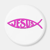 Jesus Fish (Magnet Pink) Magnet (Vorne)