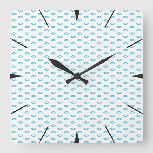 Jesus Fish Pattern Quadratische Wanduhr (Vorderseite)