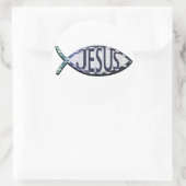 Jesus Fish Runder Aufkleber (Tasche)