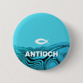 Jesus Fish Wavy Waters Button (Vorderseite)