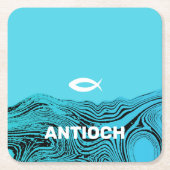 Jesus Fish Wavy Waters Rechteckiger Pappuntersetzer (Vorderseite)