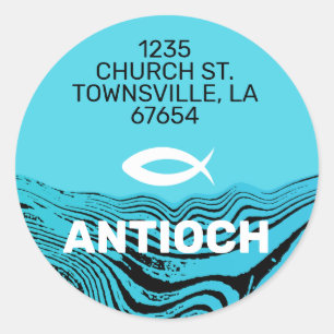 Jesus Fish Wavy Waters Runder Aufkleber