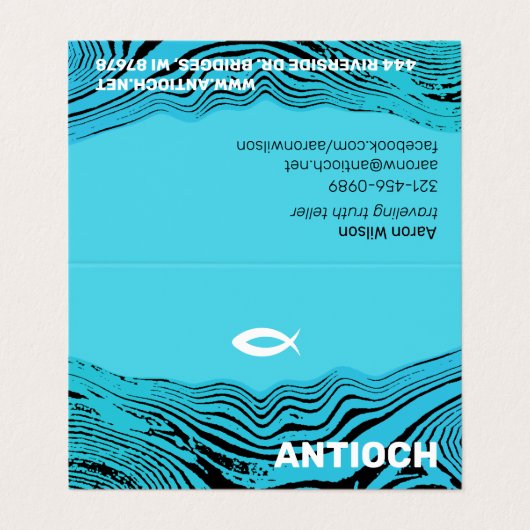 Jesus Fish Wavy Waters Visitenkarten (Außenseite Aufgefaltet)