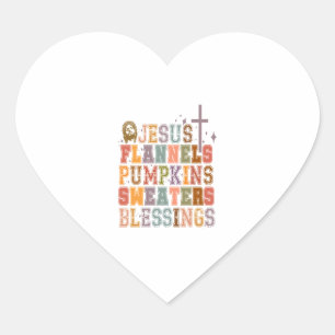 Jesus Flannels Pumpkins Sweaters Segnungen Herz-Aufkleber