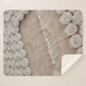 JESÚS Fleece & Sherpa Blanket - White Roses & Sherpadecke (Vorderseite (Horizontal))