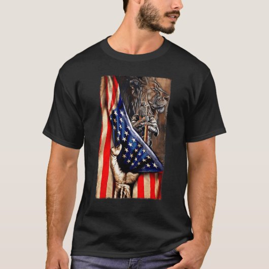 Jesus Frau Kriegerin Christi Löwe Gott Juda Ameri T-Shirt (Vorderseite)