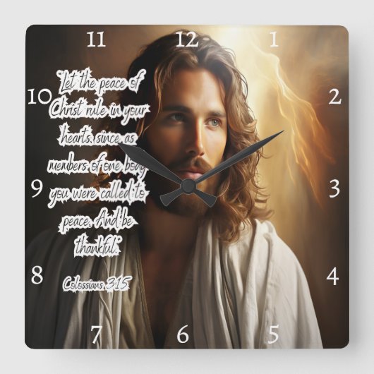 Jesus: Frieden, Herz, Kolossisten Quadratische Wanduhr (Vorderseite)