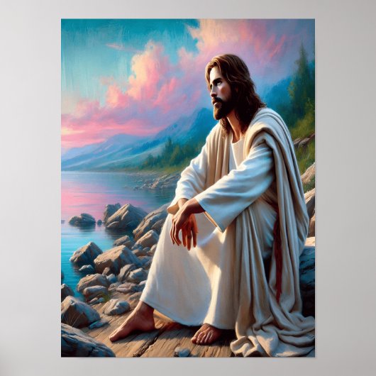 Jesus friedlicher Erretter in göttlicher Reflektio Poster (Vorne)