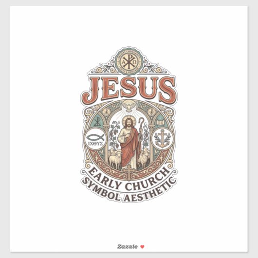 Jesus Frühkirche Symbol Ästhetik Jesus Frühkirche Aufkleber (Blatt)