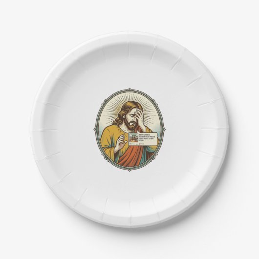 Jesus fügte der Geschichte statt direkter Nachrich Pappteller (Vorderseite)