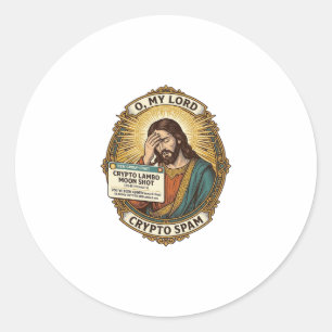 Jesus fügte Spam Crypto-Gruppenchat Ärger Humor hi Runder Aufkleber