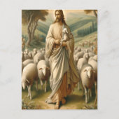 Jesus führt Schafe durch grüne Weiden Postkarte (Vorderseite)
