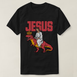 Jesus Funny Memes, Jesus reitet eine rosa Dinosaur T-Shirt