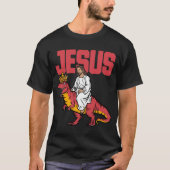 Jesus Funny Memes, Jesus reitet eine rosa Dinosaur T-Shirt (Vorderseite)