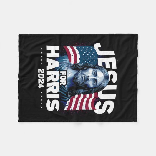 Jesus für Harris Kamala 2024 Fleecedecke (Vorderseite (Horizontal))