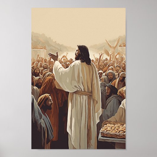 Jesus Füttre das 5000 Poster Christliche Wanddekor (Vorne)
