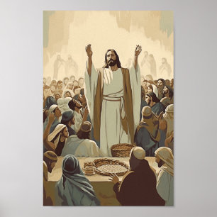 Jesus Füttre den 5000 Christus-Bibel-Verses-Story- Poster