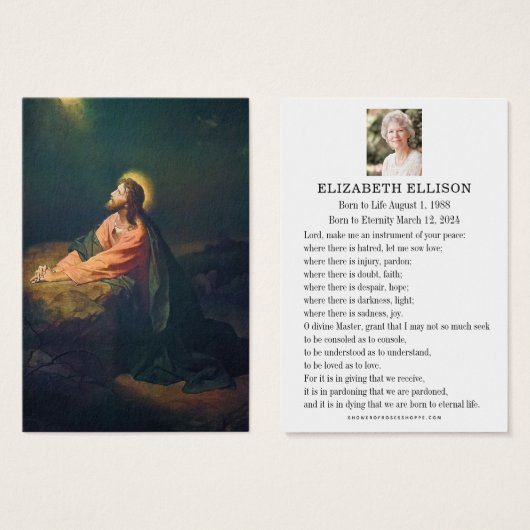 Jesus Garden von Gethsemane Beerdigung Gebet Card (Vorne & Hinten)