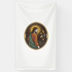 Jesus Gebrochener Glas Tanzboden Party Gefahr Club Banner
