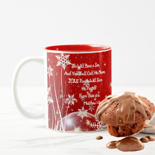 Jesus Geburt Weihnachten Rot/Weisse Tasse Kunst