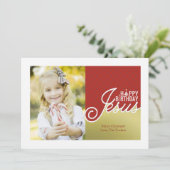 Jesus Geburtstag Religiöses Weihnachtsfest Foto Feiertagskarte (Stehend Vorderseite)