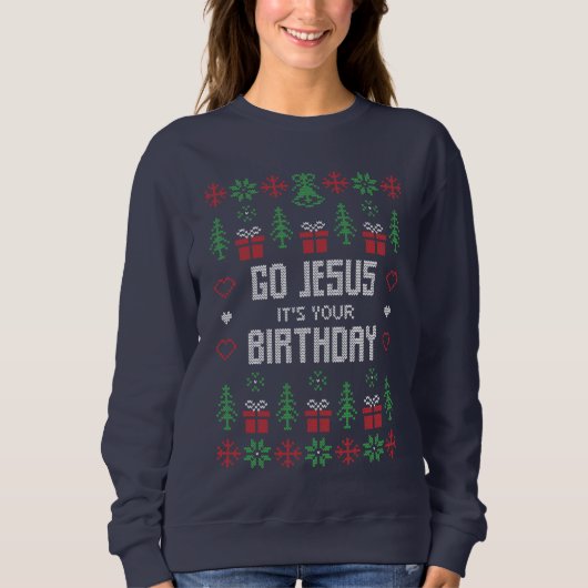 Jesus Geburtstag Weihnachten hässliche Pullover Sw (Vorderseite)