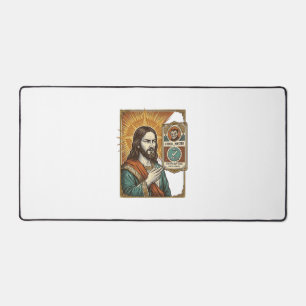 Jesus gefälschtes verifiziertes Häkchen Betrug Tro Schreibtischunterlage