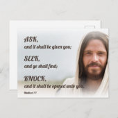 Jesus - Gefragt, suchen, knallen Postkarte (Vorne/Hinten)