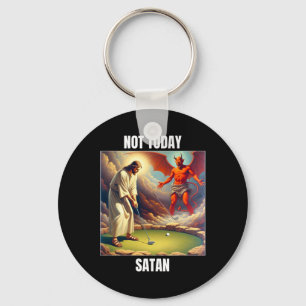 Jesus gegen Satan beim Golf spielen - Nicht heute  Schlüsselanhänger
