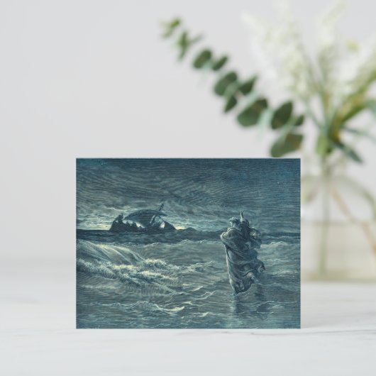Jesus geht am Meer spazieren | Bibel Postkarte (Stehend Vorderseite)