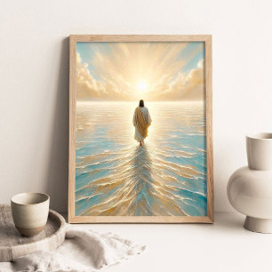 Jesus geht auf dem Wasser bei Sonnenaufgang, Chris Poster