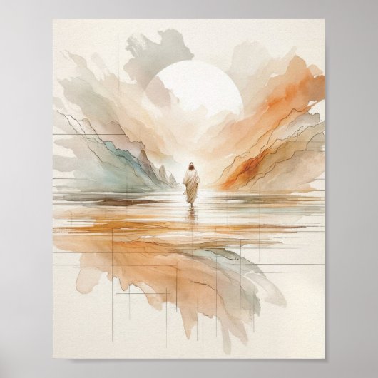Jesus geht auf dem Wasser - Inspirierend Wasserfar Poster (Vorne)