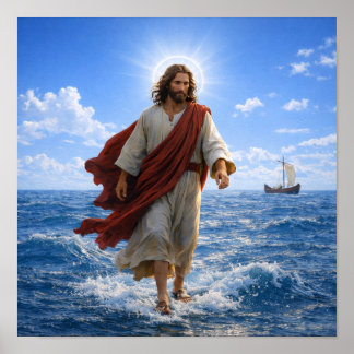 Jesus geht auf dem Wasser Poster